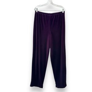 🐻 Vintage 90s Notations Purple Velvet Pull-On Pants Womens Size Large Luxe Party